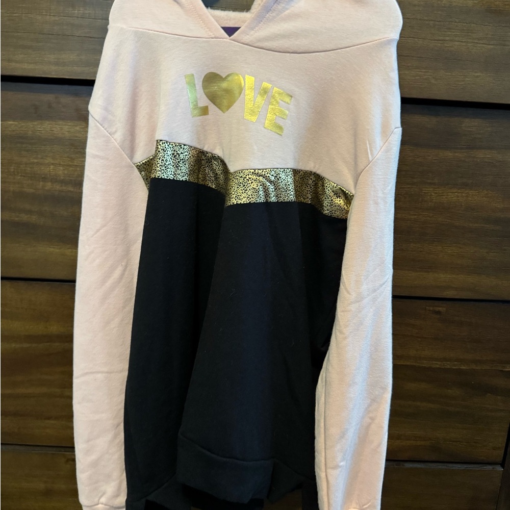 btween Soft Pink/Black & Gold Hoodie